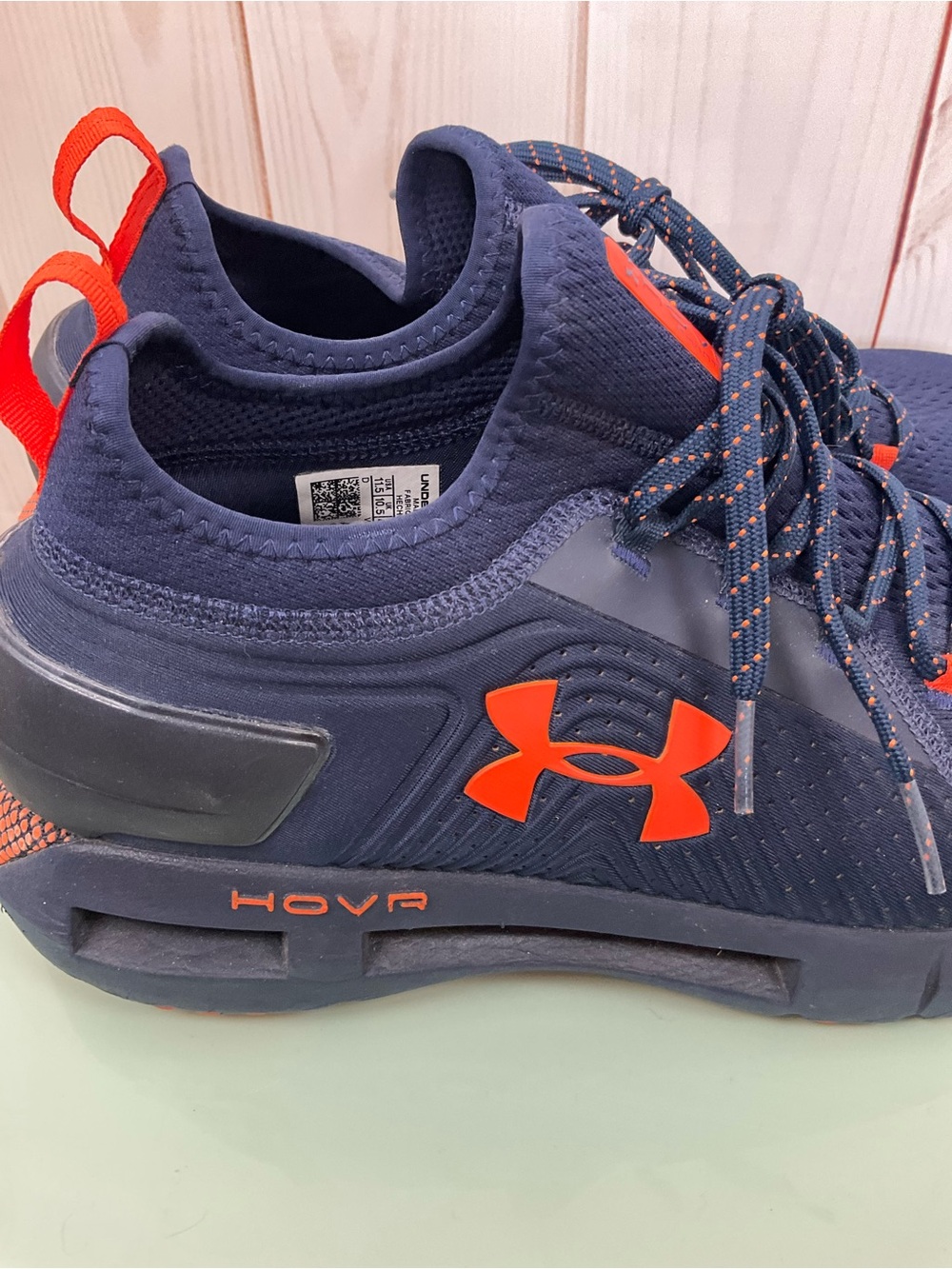 Under Armour HOVR Auburn Men's Navy Athletic Trainers with Orange Trim - Picture 6 of 9